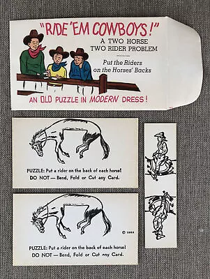 **vintage** Horse & Rider Puzzle & Brain Teaser Gag 1952 Nos • $6