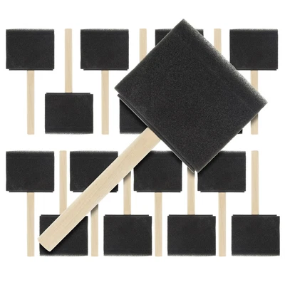 $9.99 • Buy 15 Pack - 3   Foam Sponge Paint Brush Set Wood Handle Craft Touch Up Stain
