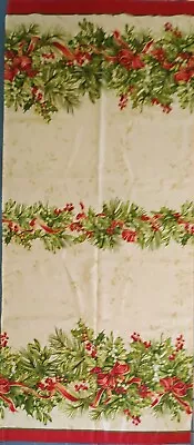Vintage Christmas Holiday Mistletoe Red And Green  Table Runner 58 X 28.5 In • $11.99