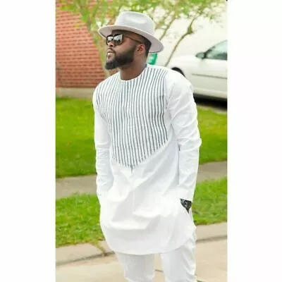 £39.59 • Buy 2 Pieces Men's African Clothing Suit Dashiki Shirt With Trouser Top Pants Set
