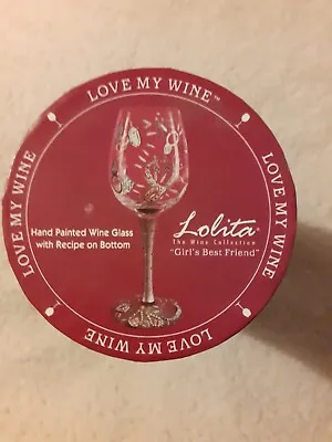 BNIB Simply Stunning LOLITA Hand-Painted  Girl's Best Friend  15oz Wine Glass • £12