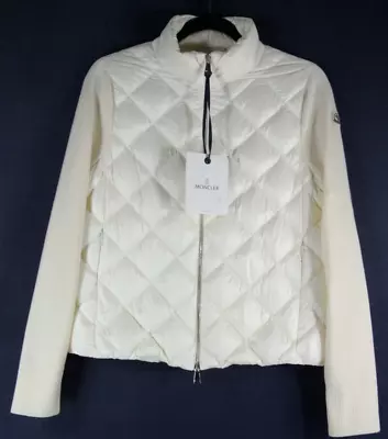 NWT Moncler Logo-Patch Front Zip Cardigan Jacket In White - Size S  #SJ414 • $899.99