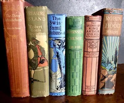 £240 • Buy Collection Of ANTIQUE CHILDREN'S BOOKS Treasure Island Robin Hood KING ARTHUR
