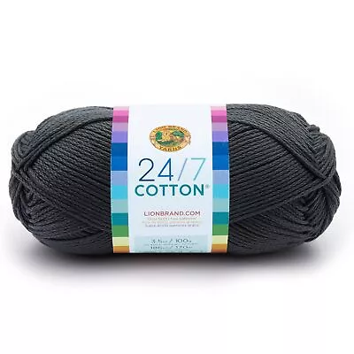 Lion Brand Yarn 761-150 1 Skein 24/7 Cotton® Yarn Charcoal 558 Foot Pack Of 1 • $8.55