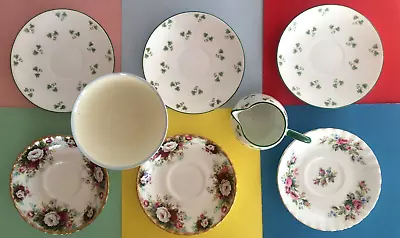 Vintage Bone China Tea Set Six Assorted Saucers Milk Jug Sugar Bowl 🌹☘️🌺 • £9.99