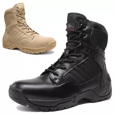 US Men's Military Tactical Boots Side Zipper Motorcycle Combat Work Hiking Boots • $47.98