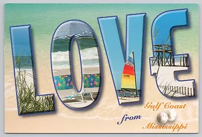 Gulf Coast Mississippi Love Large Letter Greetings Vintage Postcard • $6.39