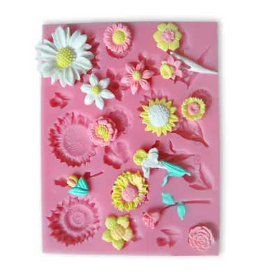 22 Flowers Mould Silicone Cake Decorating Fondant Icing Sugar Paste Resin Crafts • £6.95