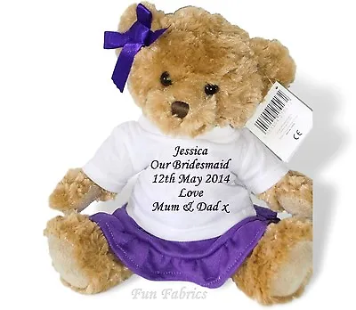 £25 • Buy Personalised Teddy Bear Bridesmaid Flower Girl Birthday Christening Gift