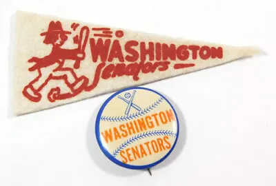 Vintage Washington Senators 1 1/4  Pinback Button Pin With Small Felt Pennant • $19.99