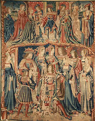 Royal Court Assembly: Medieval Tapestry With Nobility In Vivid Detail RE658357 • $14.97