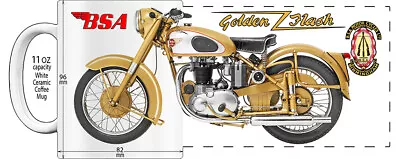 BSA GOLDEN FLASH 650cc PLUNGER MOTORCYCLE  HIGH DETAILED  IMAGE COFFEE MUG. • $25