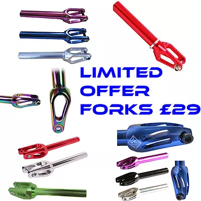 £34.99 • Buy STUNT SCOOTER SCS THREADLESS FORKS 100mm 110mm 120mm WHEELS PEG DECK  ICS HIC