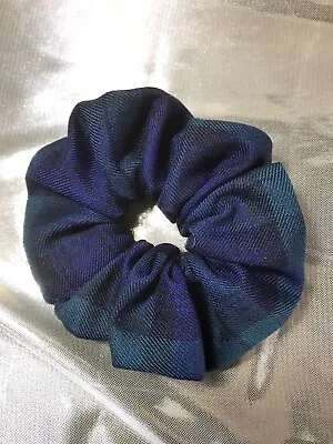 Handmade Hair Scrunchie Black Watch  Navy/Green Tartan • £2.90