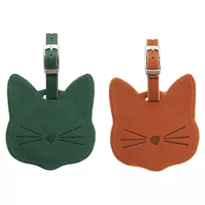 2 Pcs Travel Duffel Bag PU Suitcase Labels Luggage Tag Cat • £7.85