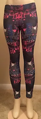 Women Active Sport  Workout Blue Pink Pen Scribble Print Pattern  Ankle Leggings • $8.99