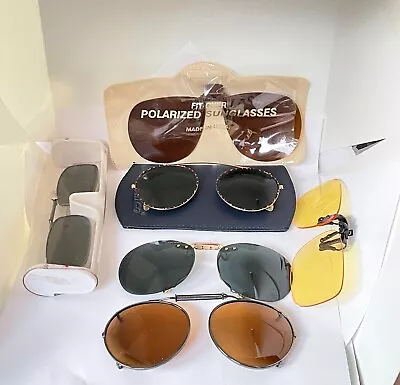 Vintage  Sunglasses Clip On Lot Of 5 Pairs Assorted Brands & Styles • $24