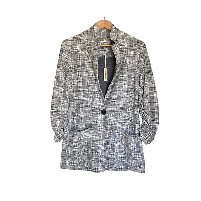 Max Studio Women's 3/4 Length Ruched Sleeve Blazer  NWT One Button & Pockets • $40