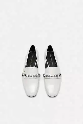 Zara Moccasin Flats With Detailed Vamp  Shoes White Sz Us 7.5 Eyr 38 New • £43.38