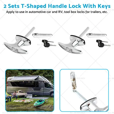 2 Set Chrome Rear Fixing T Handle Lock W/ Key For Trailer Caravan Canopy Toolbox • $34