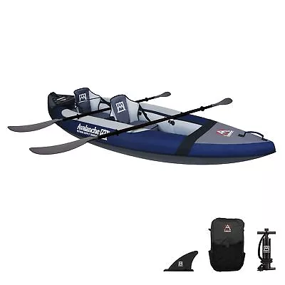 Avalanche 2-Person Voyager Inflatable Blue Kayak With Paddle Seat Carry Bag • $489.99