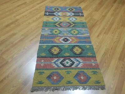 MODERND  ANATOLIA FLATWAVE KILIM GEOMATRIC DESIGND 2.8x6.1 RUG • $0.99