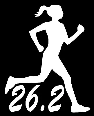 26.2 MARATHON RUNNER Vinyl Decal Sticker Car Window Wall Bumper Running Woman • $3.69