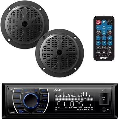 Marine Headunit Receiver Speaker Kit - In-Dash LCD Digital Stereo Built-in PLMRK • $130.99