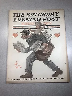 [Complete NO Postage] Saturday Evening Post Feb 12 1910 Leyendecker Cupid • $52.99