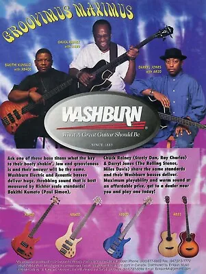 £9.72 • Buy 1999 Print Ad Washburn Bass Guitars W Bakithi Kumalo, Chuck Rainey, Darryl Jones