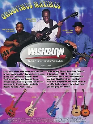 £9.72 • Buy 1999 Print Ad Washburn Bass Guitars W Bakithi Kumalo, Chuck Rainey, Darryl Jones