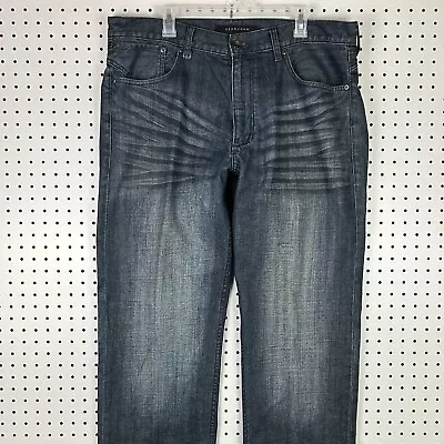 Sean John Goth Wide Leg Denim Jeans JNCO Style Streetwear Skate Baggy Blue 38x34 • $29.59