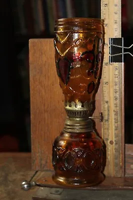 Vintage Small Kerosene Oil Lamp Lantern Amber Glass Hong Kong • $10