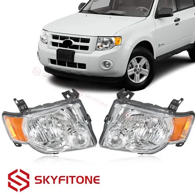 For 2008-2012 Ford Escape Headlamps Headlights Chrome Housing Amber Corner Pair • $87.99