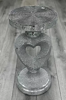 £69.99 • Buy Silver Venetian Mirrored Table Modern Flower Stand Bed Side Lamp Romany Mosaic✨