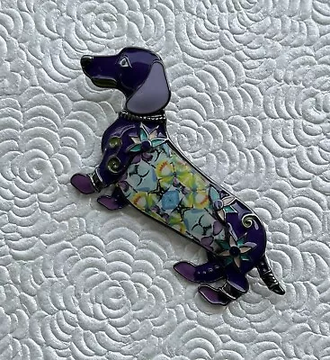 Vintage Style Artistic Dachshund Dog Brooch Enamel On Metal • $16.98