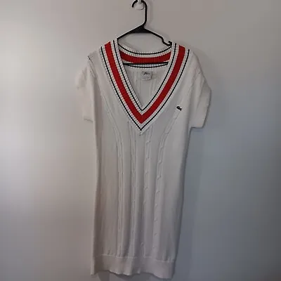 $155 Lacoste Sport Tennis Cable Knit Dress Sz 6 Ivory Color Block 38 NWT Cotton • £72.39