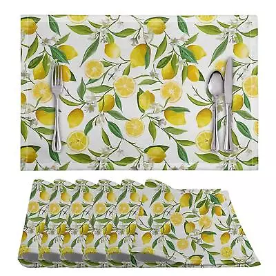 SEANATIVE Home Placemats Set Of 6Lemon Table Mats For Dining Kitchen Table ... • $29.32