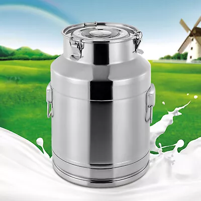 Stainless Steel Milk Can Milk Oil Storage Container Wine Pail Canister 28L NEW • $94.05