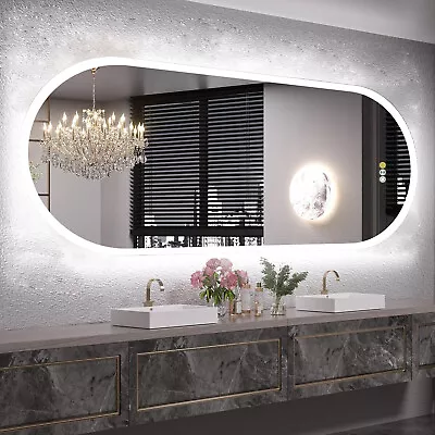 Large Oval LED Bathroom Mirror Backlit Anti Fog Smart Lighted Vanity Wall Mirror • $139.90