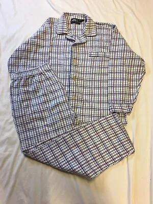 OMNI II Ltd Men’s 100% Cotton Flannel Plaid Vintage Pajama Set Size Large • $18.49