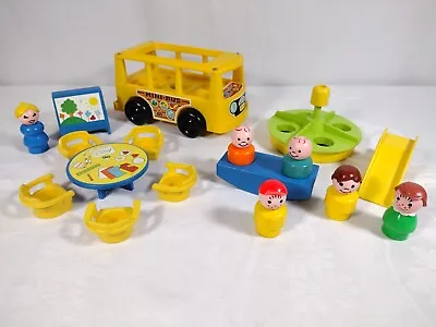 Vtg Fisher Price Nursery School 929 Playground Pieces & Mini-Bus FP141 • $29