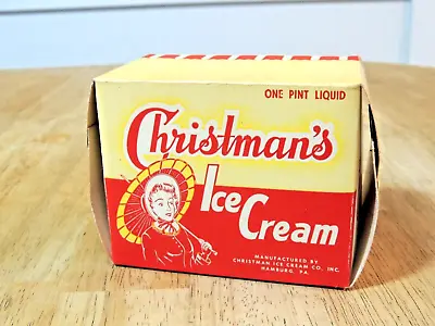 Vintage 1950's Christman's Cardboard Ice Cream Container One Pint Hamburg Pa. • $7.98