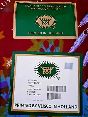VLISCO Brand Fabric Multi-Color. 100% Cotton 6 Yards. VL039451.12 • $80