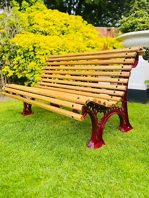 Gothic Cast Iron And Oak Garden Bench • £895