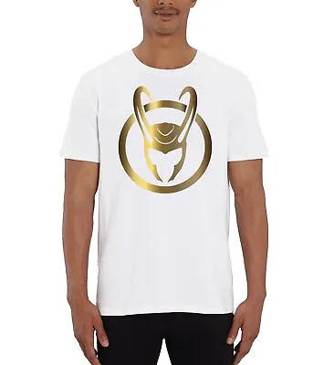 Marvel Studios Loki Series Helmet Symbol Men’s White T-Shirt • £18.99