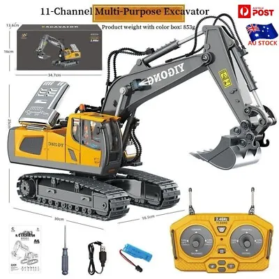 Grey 11 Channel Alloy Remote Control Excavator Crawler Boys Engineering Toys • $75.95