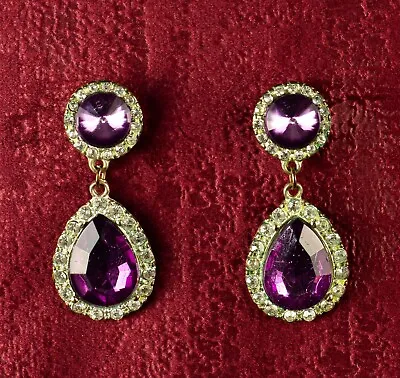 Chic Purple Drop Pendant Earrings - Classic Timeless Elegance! • £3.99