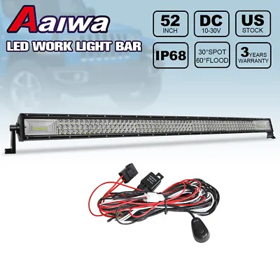 52  Inch LED Light Bar Flood Spot Combo Roof Driving Truck Boat SUV W/ Wiring 50 • $67.99