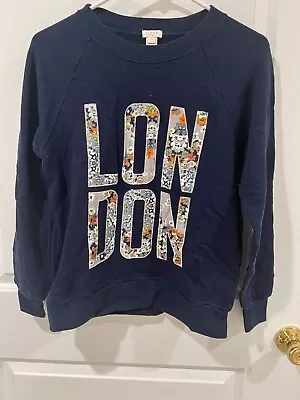 J.Crew Factory London Small Graphic Sweatshirt Blue Floral B3499 • $30